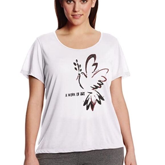 NEW White Short SleeveGraphic T Shirt Plus Size 2X - Picture 1 of 4